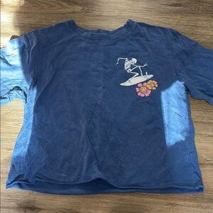 Fifth Sun Blue Surfer Shirt with Skeleton Design